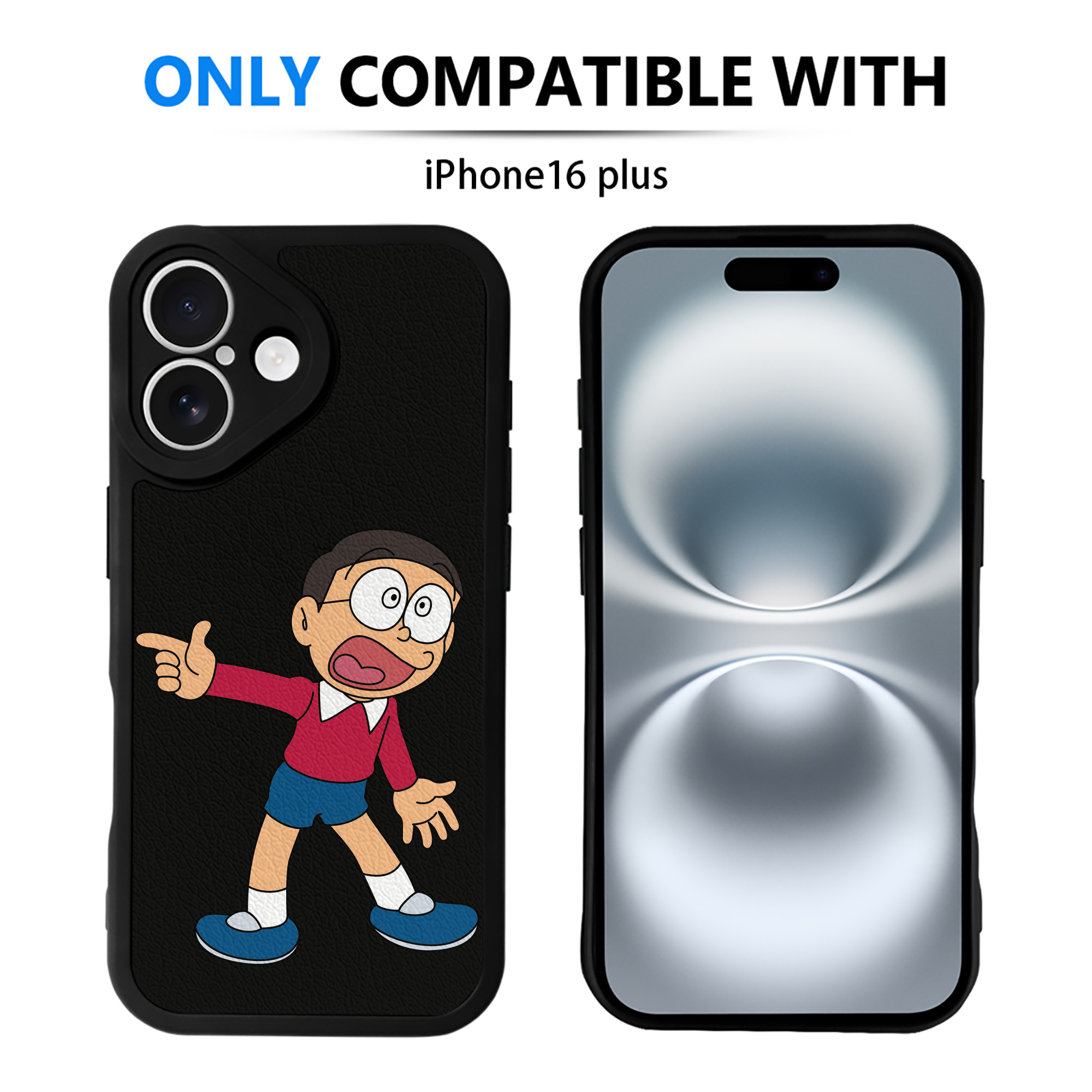（画像用） ドラえもん 野比 のび太 Doraemon Nobita Nobi 【iPhone 16シリーズ対応】シリコンスマホケース（レザー調） 材質：シリコン